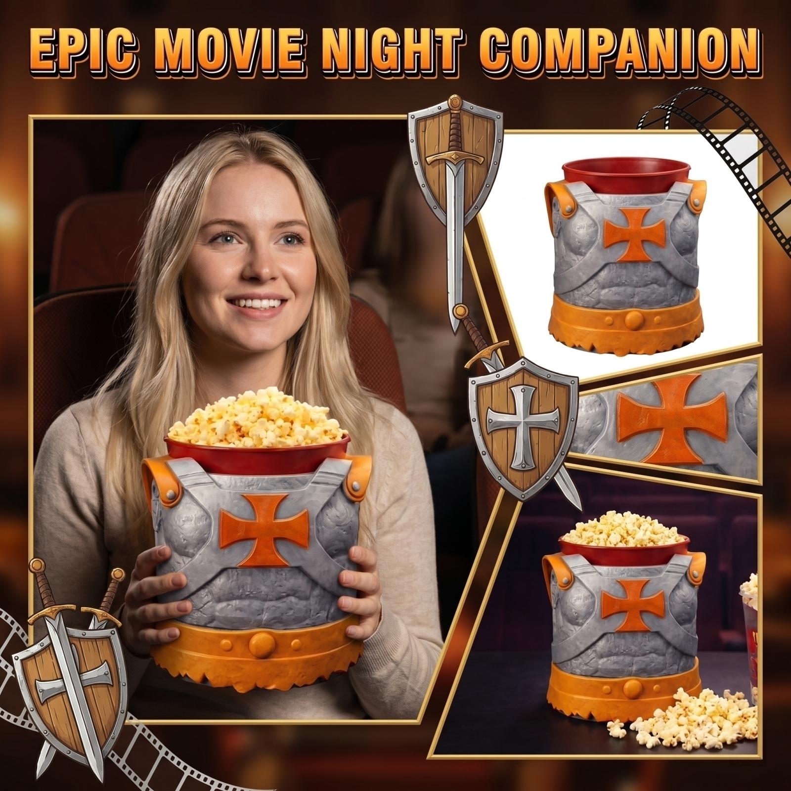

Collectible Armor Design Popcorn Bucket with Textured Molded Plastic Construction and Secure Lid for Movie Theater and Home Use one size жовтий