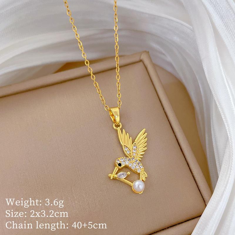 Copper Micro-Inlaid Cross Fashionable Light Luxury Temperament Gorgeous Full Diamond Necklace Female Versatile Collarbone Chain Titanium Steel