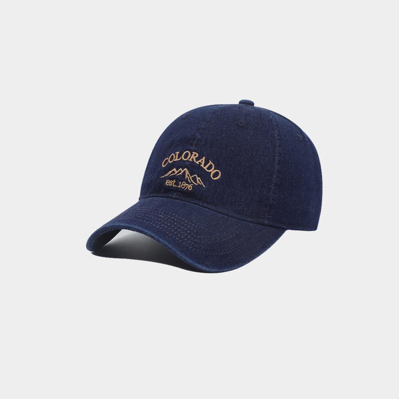 Denim Letter Embroided Baseball Caps For Women Washed Cotton Jeans Adjuatable Cap Casual Oudoor 4 Season Wear Sun Hat For Female