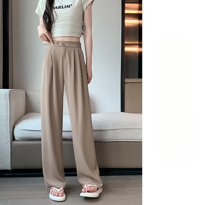 Wide-leg Pants for Summer Women's Thin Suit Pants Draped Pants High Waist Small Narrow Version Straight Pants for Women's Summer
