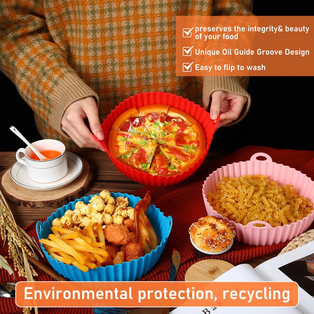 Runde Wiederverwendbare Heißluftfritteusen-Einlage Heißluftfritteusen Backofen Backblech Frittierkorbmatte Einfache Reinigung Küchenzubehör