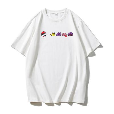 Pokemon PacMan Print Fun Game Print Versatile Shortsleeved Tshirt for Men and Women Pure Cotton Trendy Brand Summer