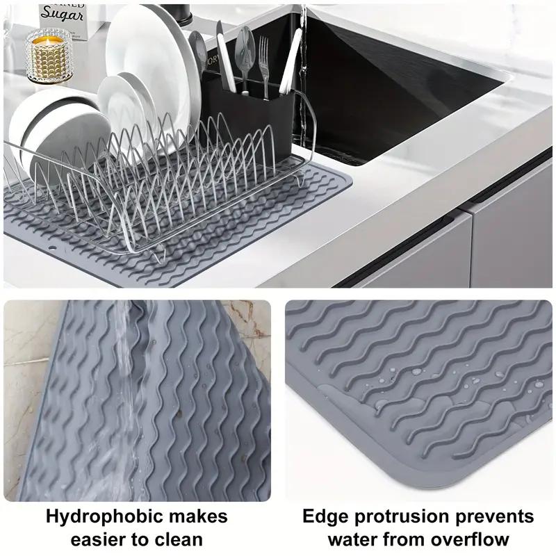 Silicone Dish Drying Mat Heat Resistant Drying Mat For Kitchen Counter Sink Refrigerator Drawer Liner Kitchen Drying Mat