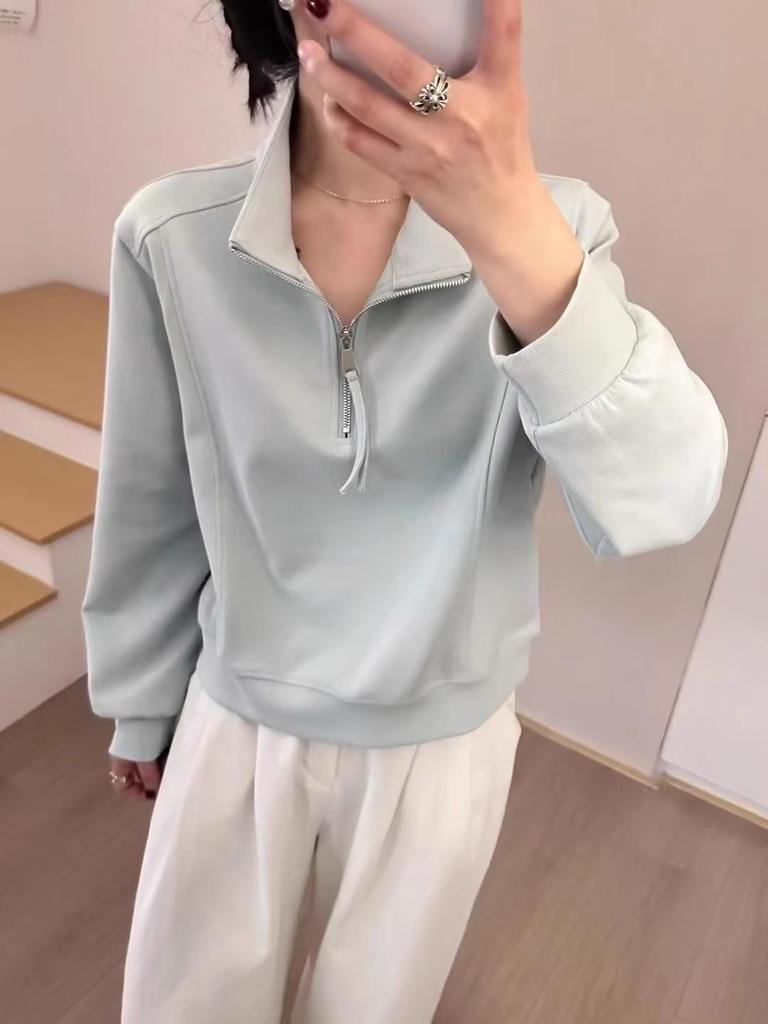 Women's Loose Half-Zip Sporty Sweatshirt - Early Spring 2025 Korean Style