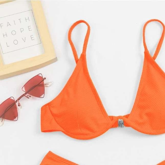 European and American new swimsuit women's sexy solid color suspender bikini bikini swimsuit women