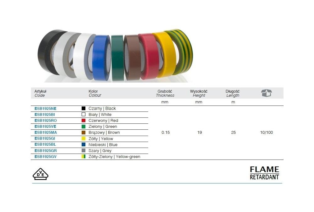 Electrical Insulating Tape 25M*19Mm Black - Be Esb1925Ne