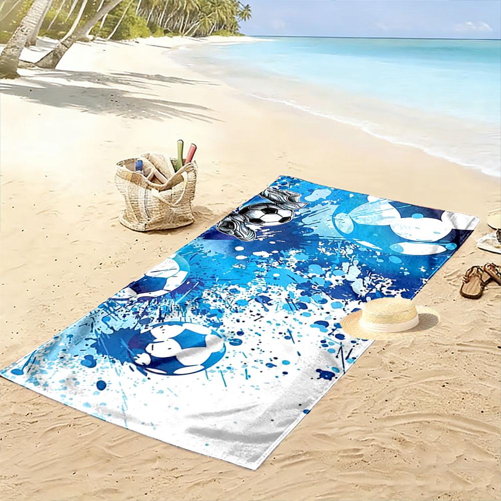 Soccer Theme Blue Splash Towel A Must-have Beach Towel for Beach Travel