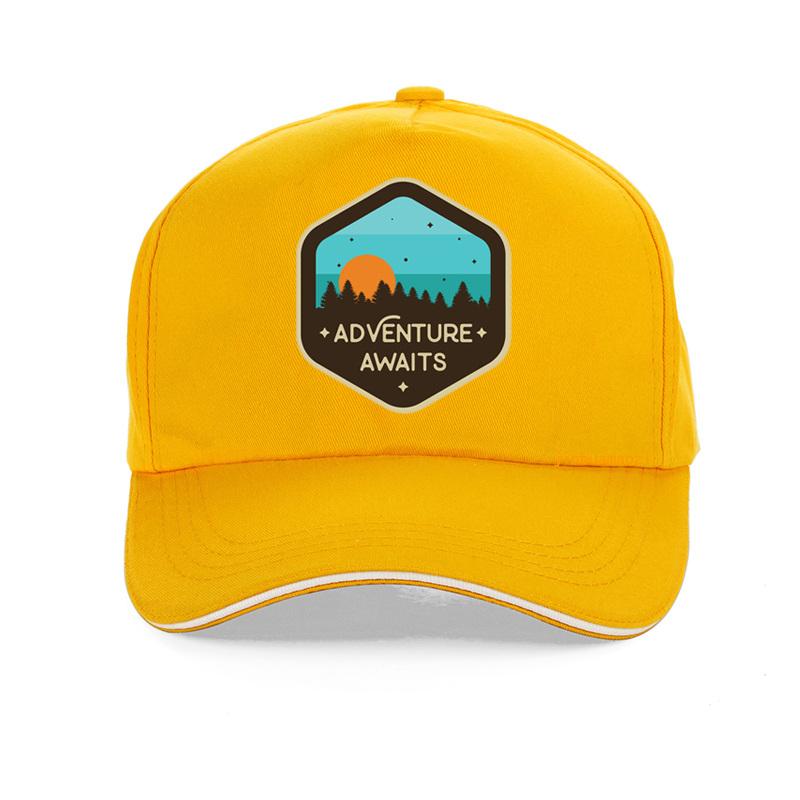 Outdoor Adventure Awaits Sunset Camping Trip Logo Baseball Cap Dad Caps Unisex Adjustable Snapback Hat Bone