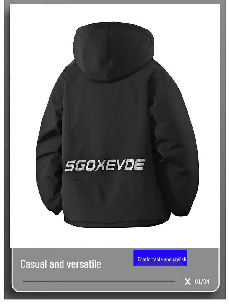 Men's Trendy Winter Parka with Fleece Lining and Thick Hood