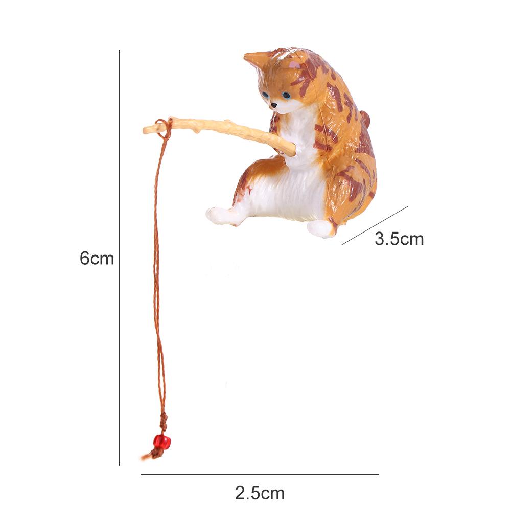 Cute Cat Fishing Fish Tank Ornaments Creative Mini Kitten Fishing Ornament Aquarium Tanks Miniature Figurines Decoration