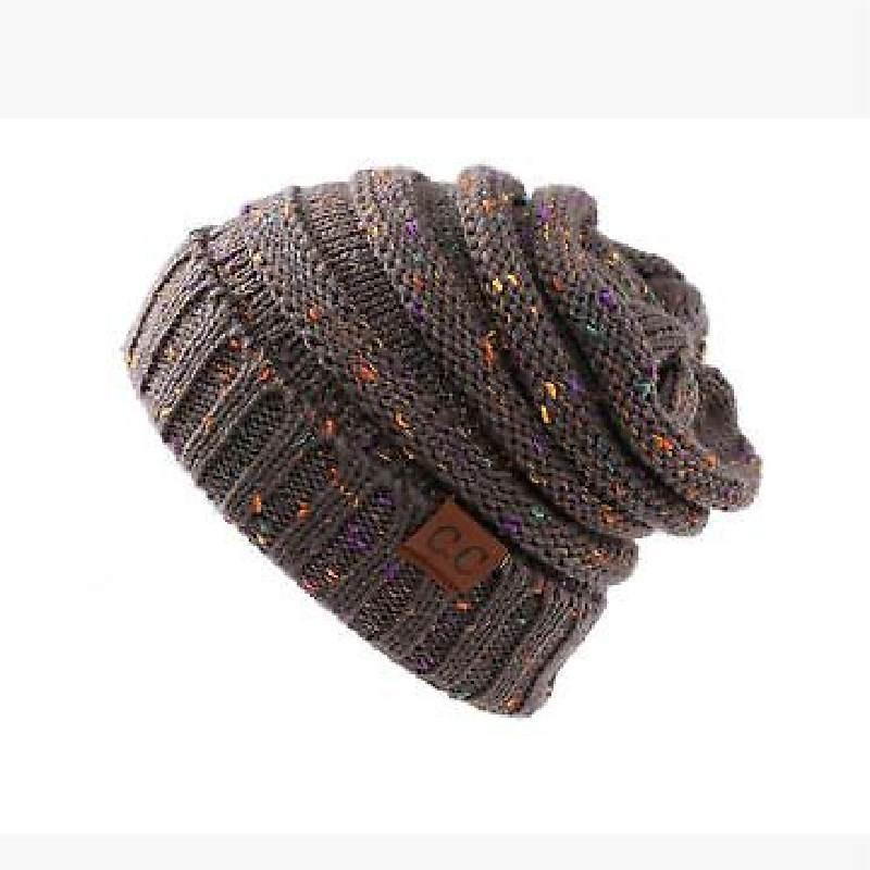 New Adult Autumn Winter Patchwork Mixed Color Knit Hat With Flip Mouth Yarn Knit Cap Reverse Mouth
