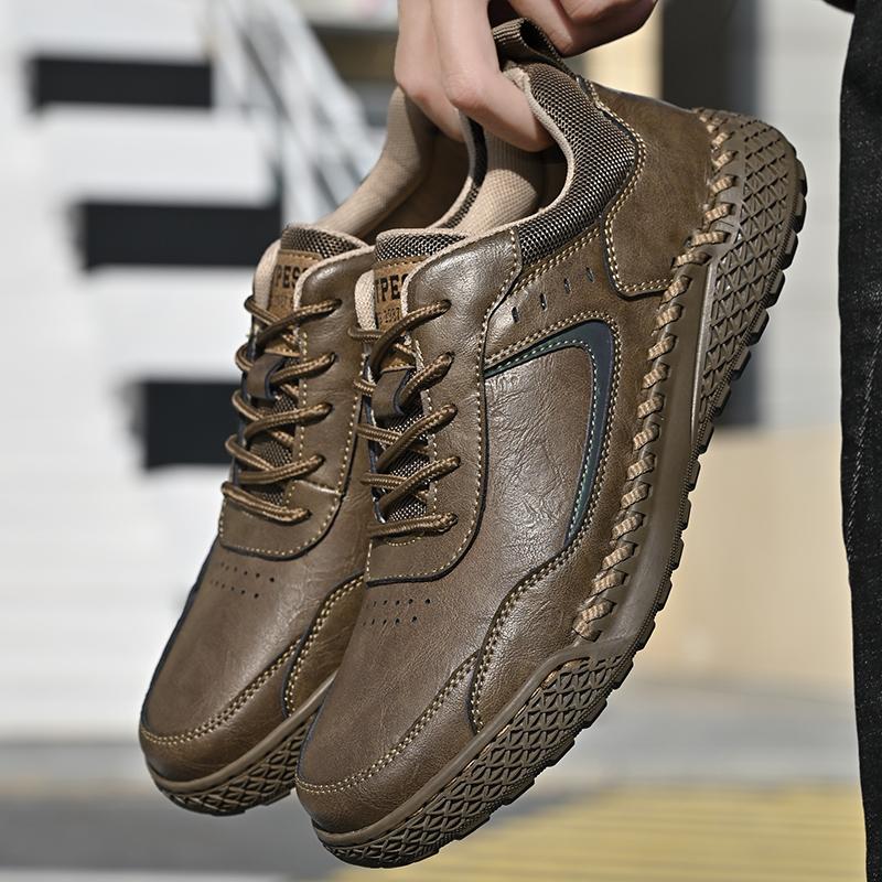 Fashion Hot Selling Men's Genuine Leather Casual Shoes Europe America Thick Soled Outdoor Hiking Shoes Massage Soles Men's Sports Shoes