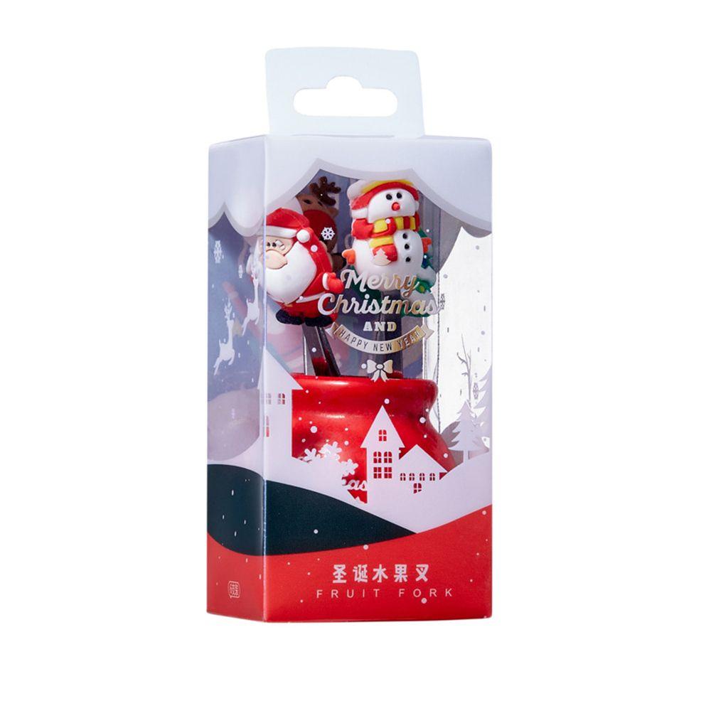 5pcs/Set Dessert Fruit Forks Christmas Stainless Steel Mini Salad Food Dinnerware Cutlery Set