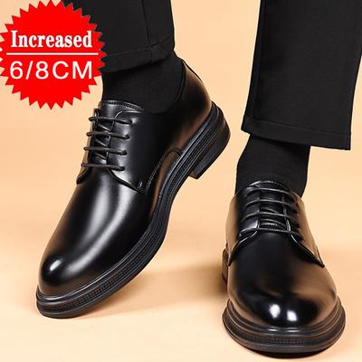 Men's Formal Business Shoes British Style Pointed Thick Bottom Wedding Shoes Banquet Social Shoe Invisible Height Increase 6/8cm