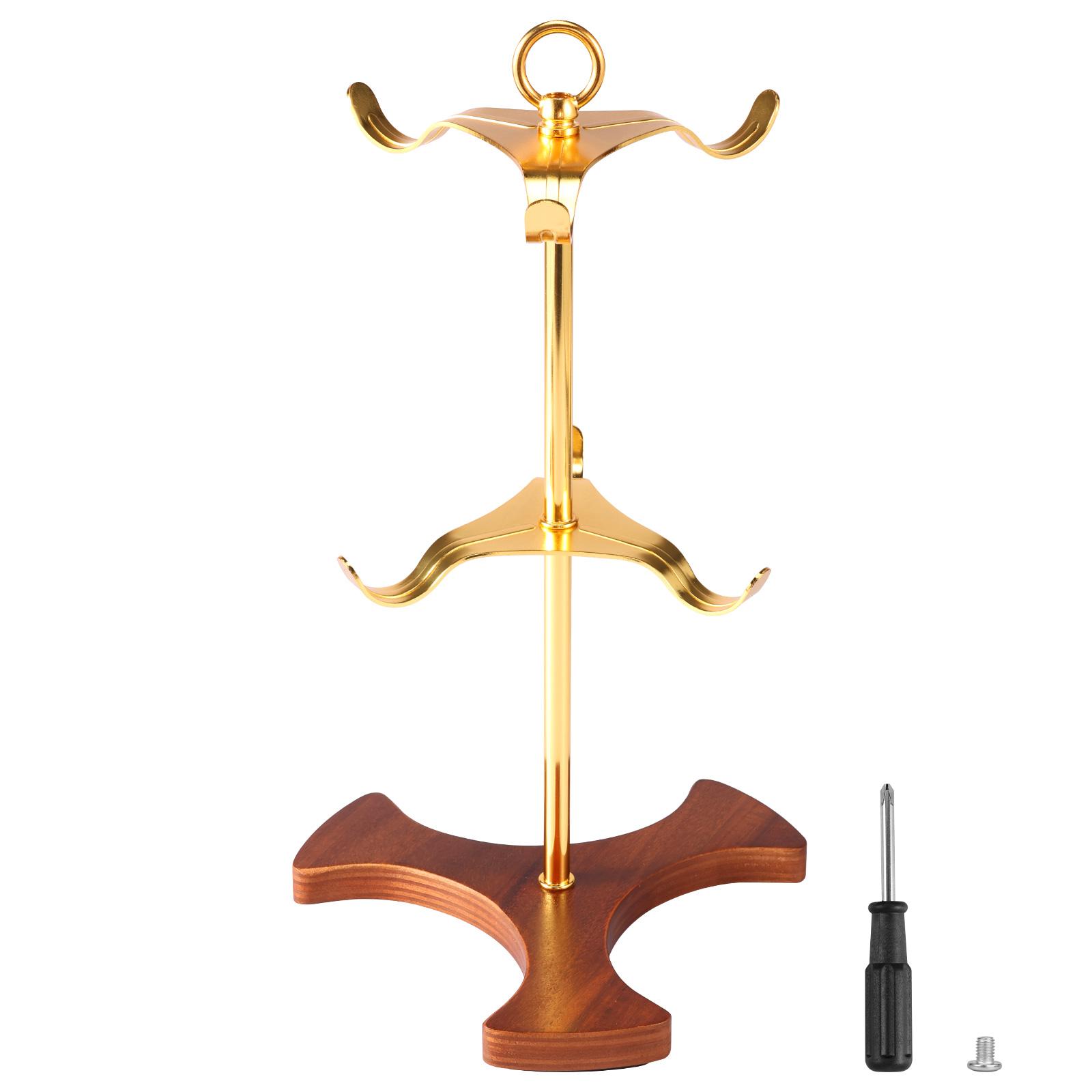 

Дерево для кофейных кружек с 6 крючками, деревянное основание, держатель для кружек, подставка для чайных чашек, экономящая место, для дома, кухни, столешницы золотой