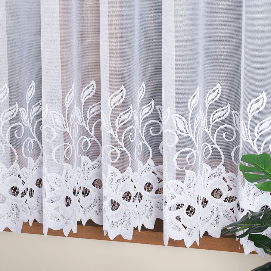 BASTIA - Ready-made Jacquard Curtain with a Straight Hem - 400x160 Cm - White