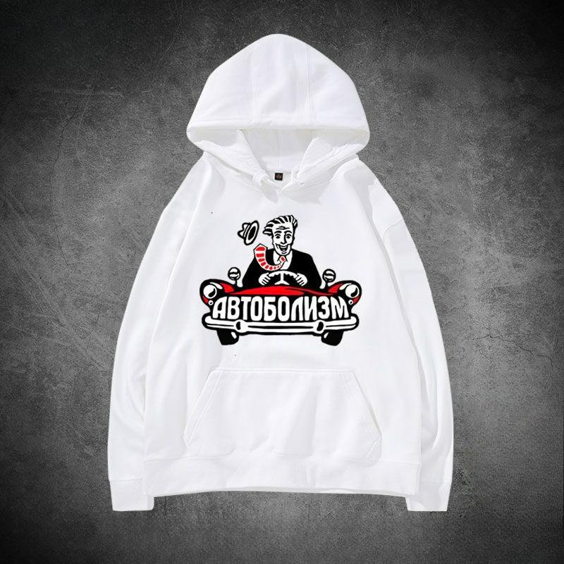 

American Retro Creative Motorcycle Printing Men s and Women s Same Sweater Autumn and Winter Warm Loose Large Size Hoodie 3XL