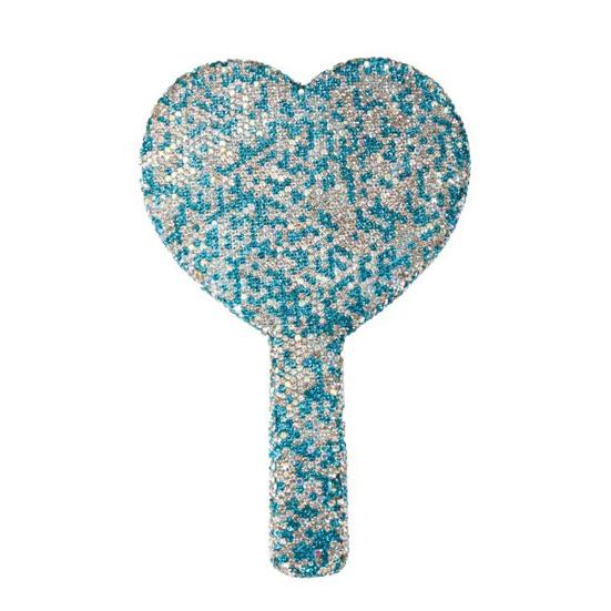 Glitter Rhinestone Makeup Mirror with Long Handle High Clarity Portable Women Vanity Mirror Round Love Heart Square Handheld Cosmetic Mirror