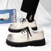 2025 White Retro Derby Shoes Man Large Size 46 British Style Heighten Platform Shoes For Man Big Round Toe Designer Men's Shoes