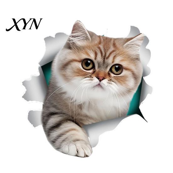 Toilet Lid Decoration Broken Wall Cat Sticker, Peel And Stick Decor PVC Bathroom Decal Decal, Removable Waterproof Sticker for