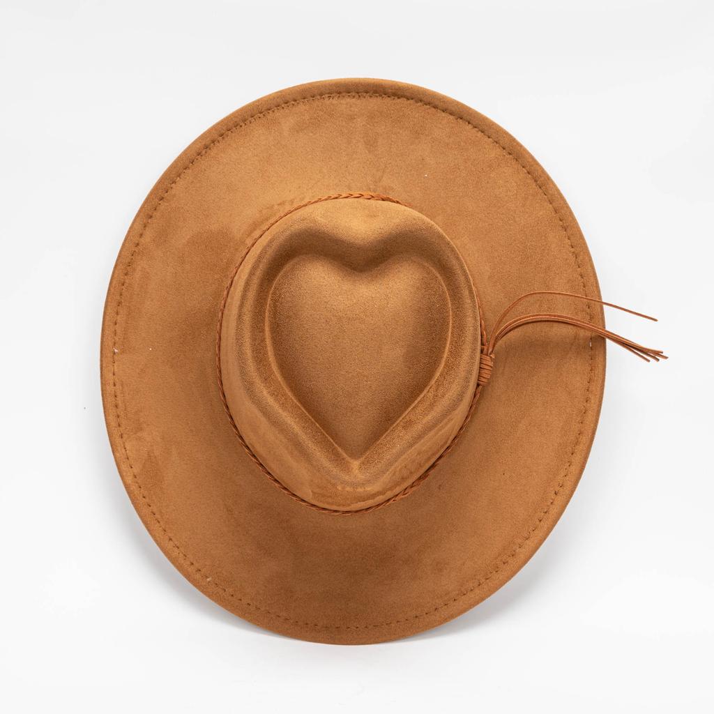 New love top suede top hat hemmed jazz hat wide brim fashion light board peach heart hat