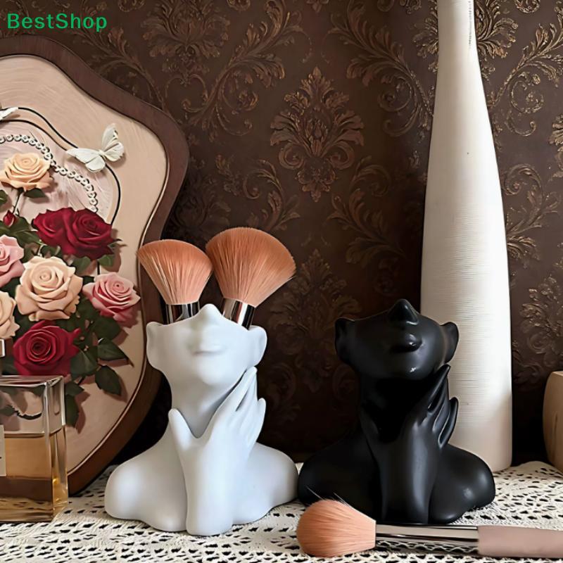 Abstract Face Shaped Makeup Brush Holder,Human Face Art Desktop Decor,Pencil Holders Storage Organizer Flower Vase Home
