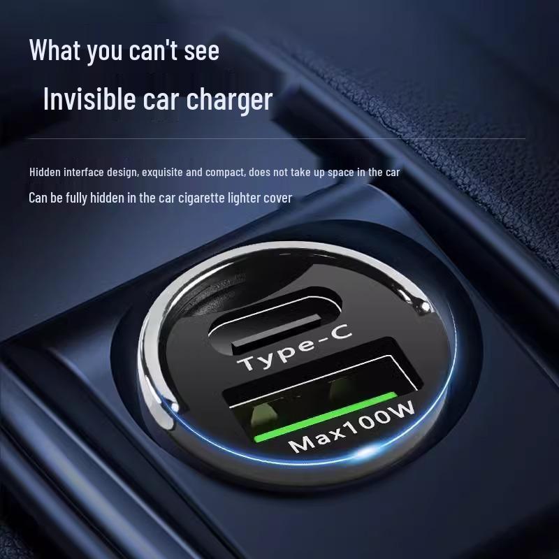 Unsichtbares 100W Autoladegerät für Apple & Huawei Superschnellladung mit Auto-Zigarettenanzünderadapter