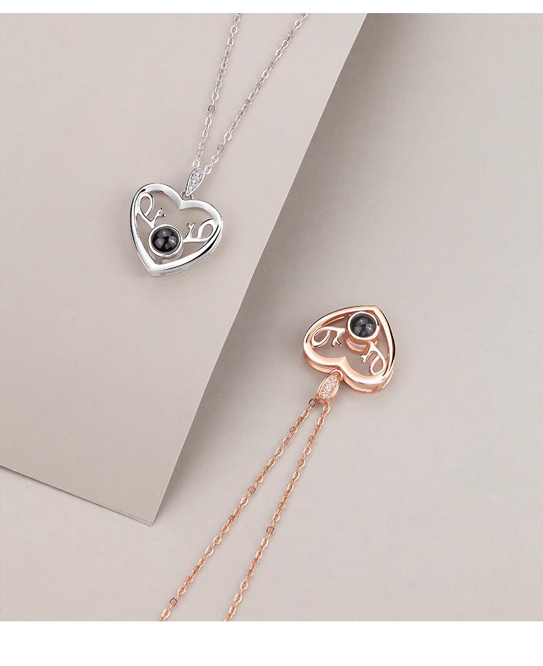 Yin Yi Deer Necklace: 100 Languages 'I Love You' Pendant, Korean Style Clavicle Chain, Perfect Christmas Gift for Women & Students