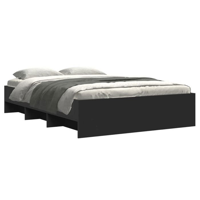 VidaXL Black Bed Frames 120x190 Cm Engineered Wood, Bedroom Furniture, Double Bed, Slatted Base, Bed, Bed Frame 3295696