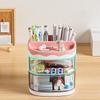 Practical Multi-Functional Desk Organizer Pen Holder Double Layers Rotating Pencils Storage Rack Student Cosmetics Storage Shelf