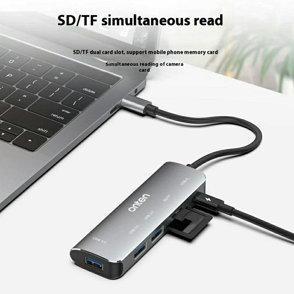 ONTEN 95116B 6 In 1 USB-C Hub 3 X USB3.0 + USB-C + SD/TF Slots Expansion Dock Adapter