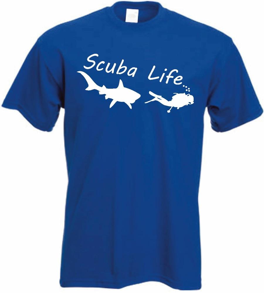 

Scuba Life T-shirt | SCUBA Diving tee Shark chasing a diver t shirt S