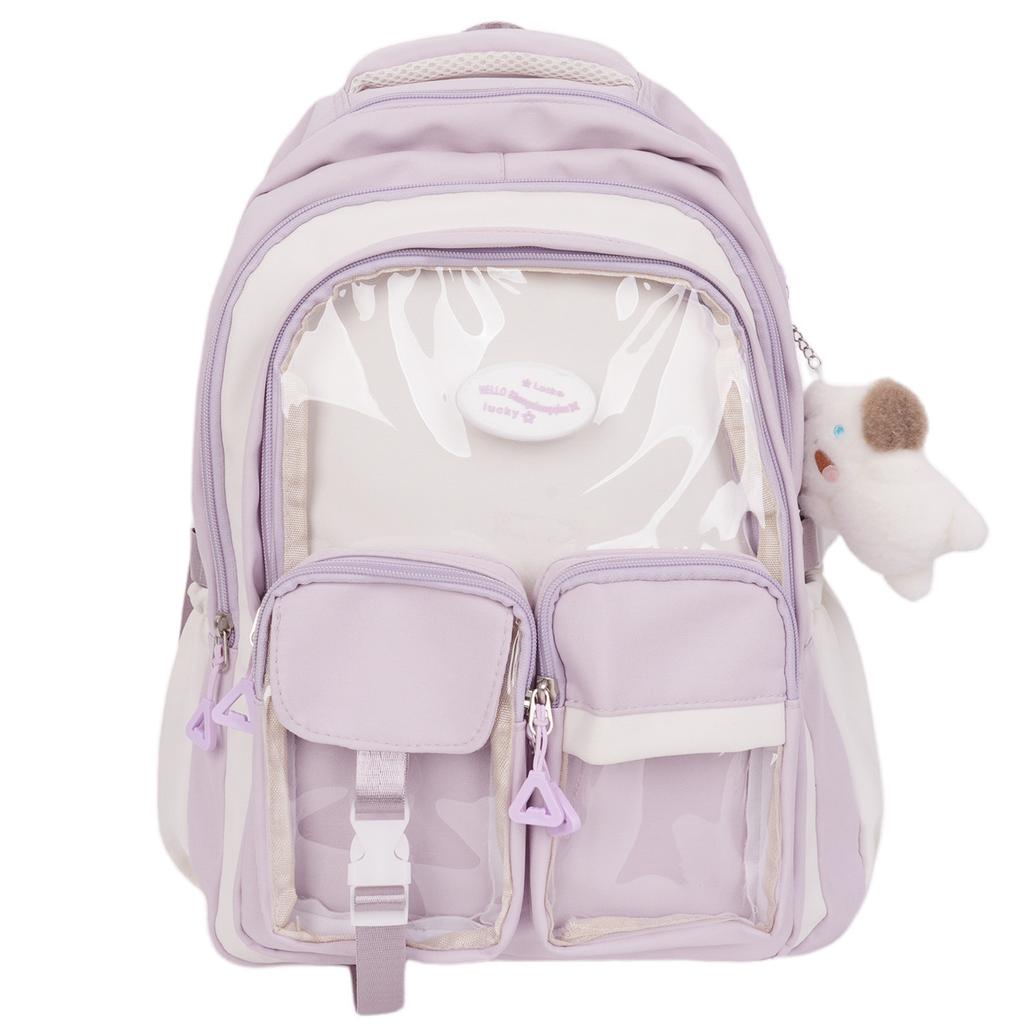 Schoolbag Cute Pain Bag ins Wind School Bag Female Junior High School Student Japanese Large Capacity Transparent Backpack Versatile Student