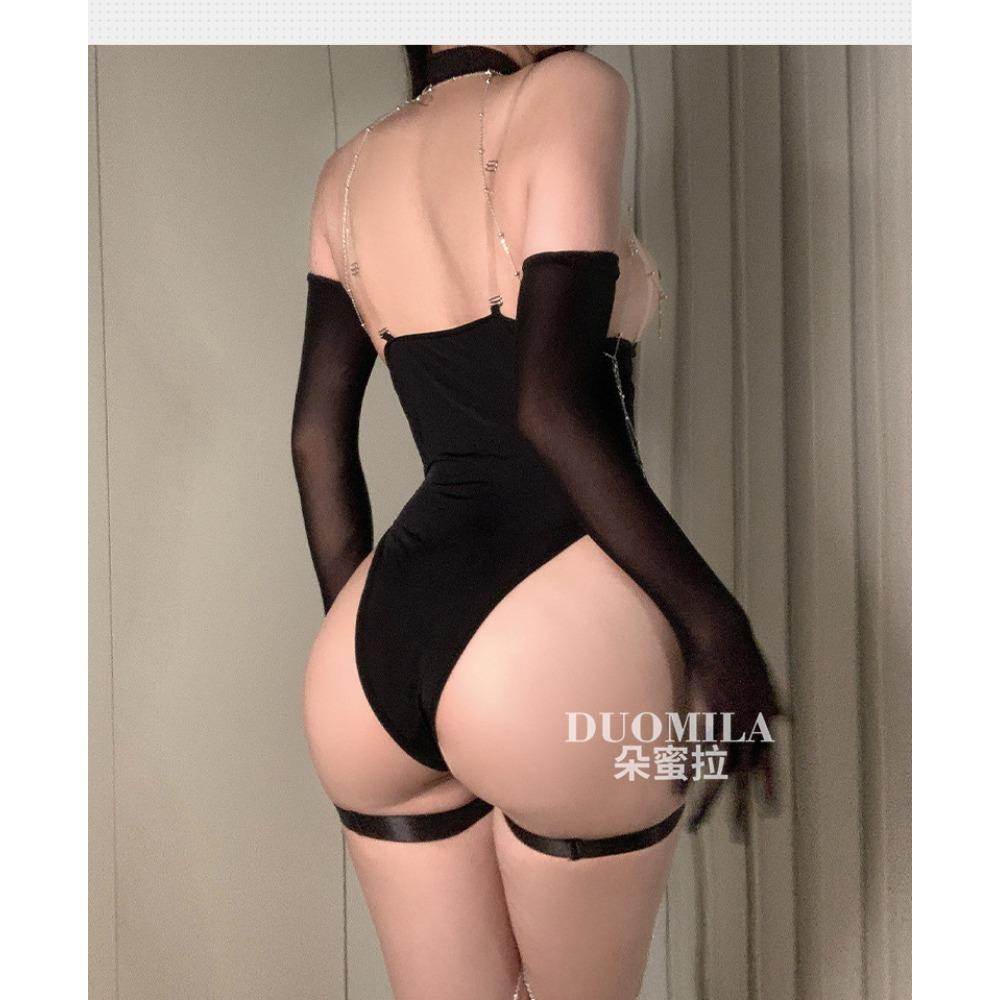 Domila SM Open Breast Breast Nipple Onesie Set Sexy Underwear Sexy Naked Buttocks Open Free F774