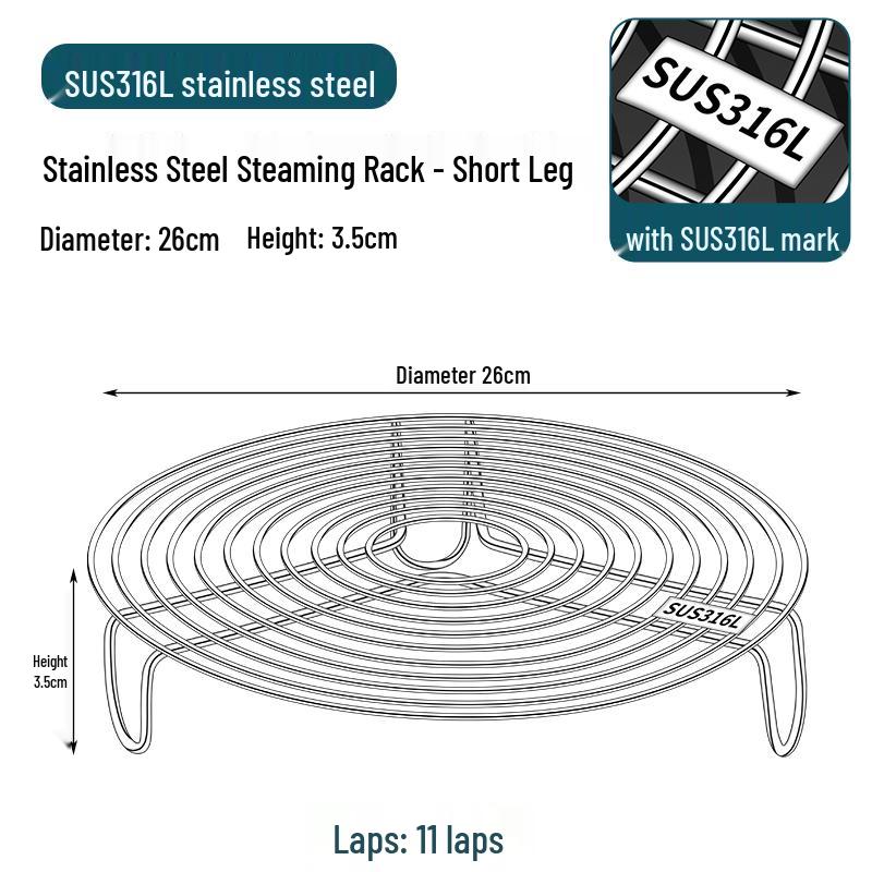 316 Stainless Steel Steamer Rack for Buns and Vegetables - Pressure Cooker Tray & Water Bath Separator