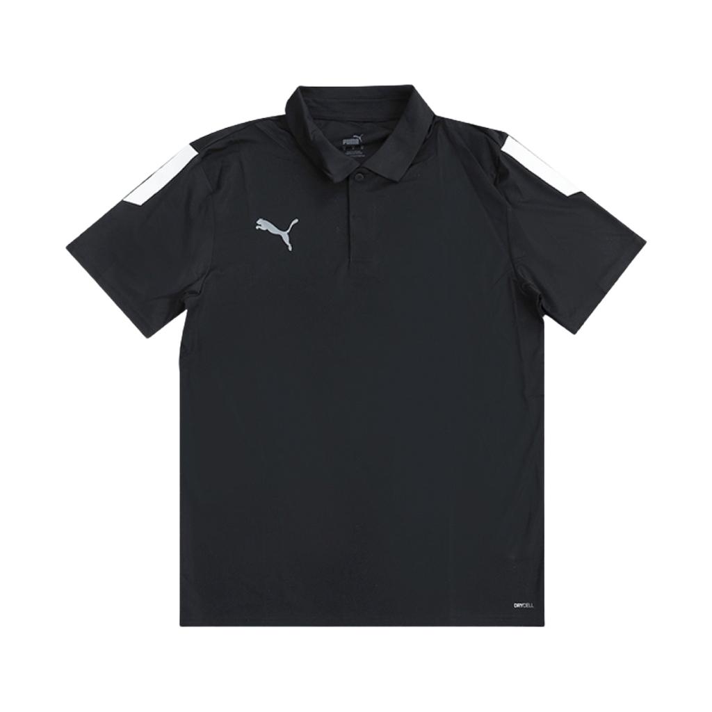 Puma Solid Color Logo Print Pullover Polo Shirt Men Polo Shirts Black White 658925-03