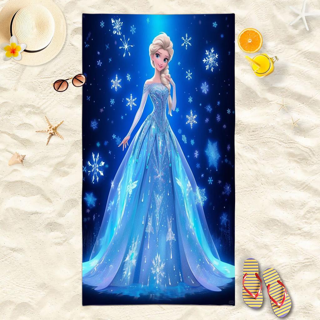 Princess Style Cartoon Printed Microfiber Beach Towel Soft Water Absorbent Bath Towel For Girls