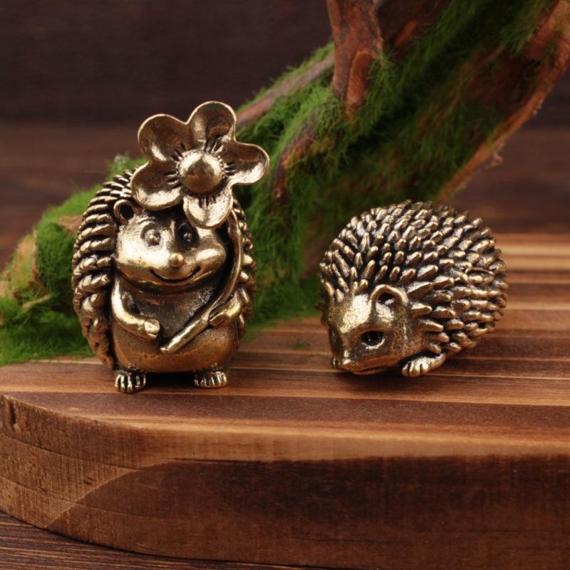 Małe Miedziane Ozdoby Jeża Mosiądz Lity Antyczna Rzeźba Zwierzęcia Rzemiosło Dekoracja Biurka Stolika do Herbaty Wystrój Domu do Salonu