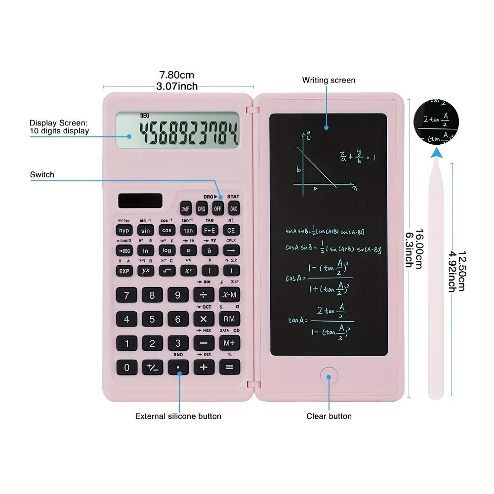 Portable Solar Calculator With Advanced Math Functions - Pink, Dual Power, Easy Erase - Ideal For Students & Professionals