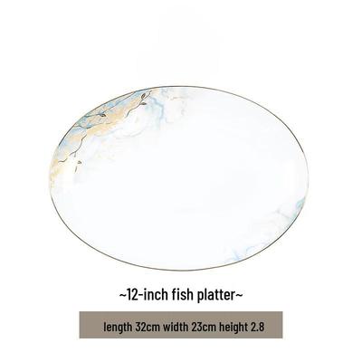 Jingdezhen 12-inch Glazed Ceramic Fish Plate