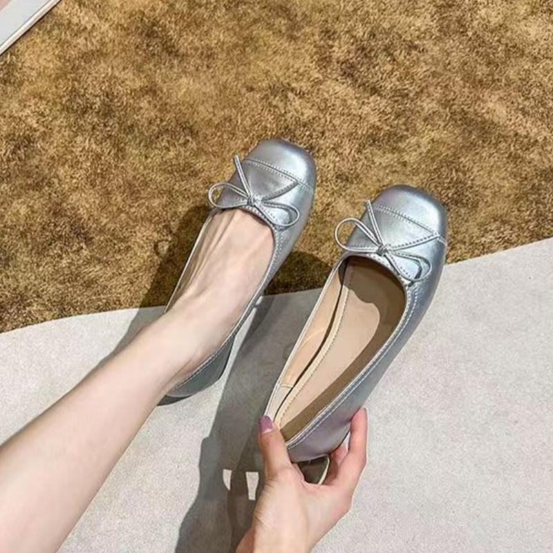 

Весна/Осень Круглый носок Сексуальные Удобные Нескользящие Повседневные Кроссовки Модные Новый Стиль Бант Элегантные Балетки для Женщин 40 серебряный