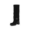 Women's High-heeled Boots Autumn and Winter New Sexy Temperament Thick Heel Square Head Large Size Medium Boots