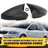 2x Carbon Fiber Black Rearview Mirror Cover Bat Style For Skoda Octavia 2015-17