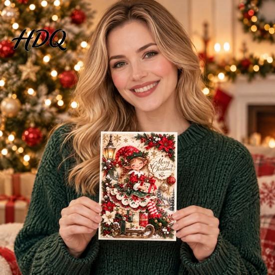 Seasonal Greeting Cards for Family Christmas Card 2D Flat Merry Santa Claus/Elf/Angel/Snowman Card Holiday Gatherings Party Favors Gifts Kids,