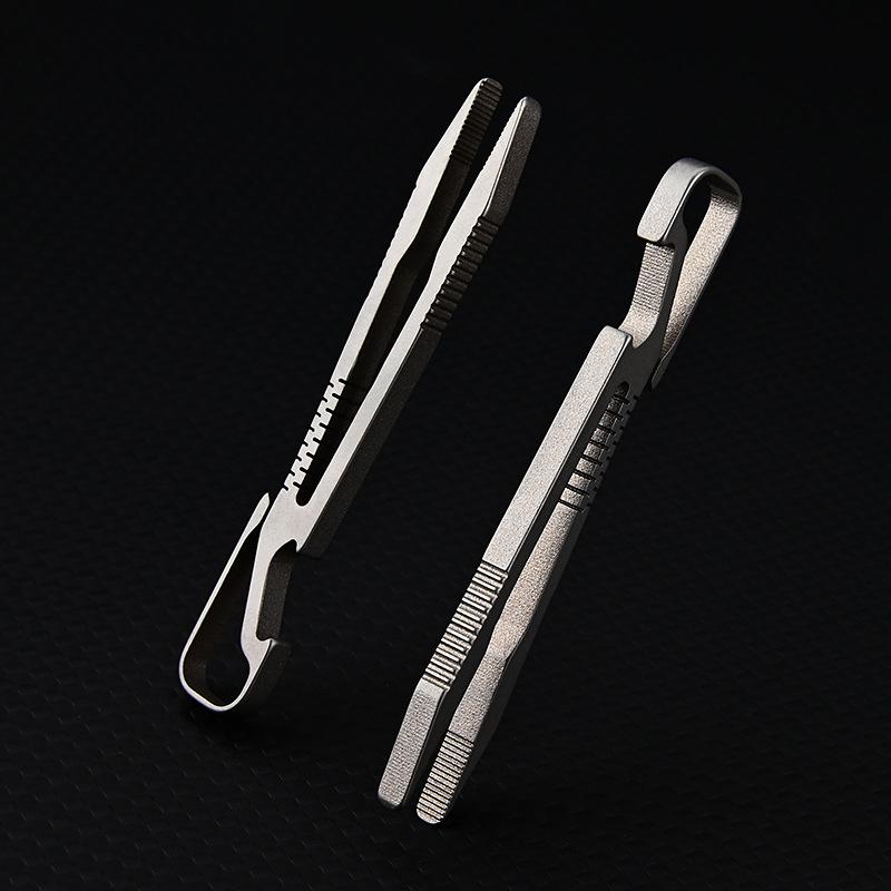 1Pc Mini Tweezers Small Tc4 Titanium Alloy Clip Portable Tweezers Nipper Edc Outdoor Tool Outdoor Pocket Maintenance Tool