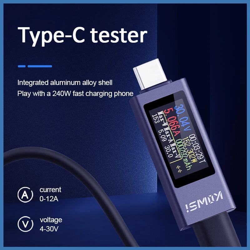 KWS-2302C Typ-C Strom Spannungs Leistungsmesser Bidirektionaler Stromtester Handy Lade Tester DC 4~30V 0~12A Voltmeter