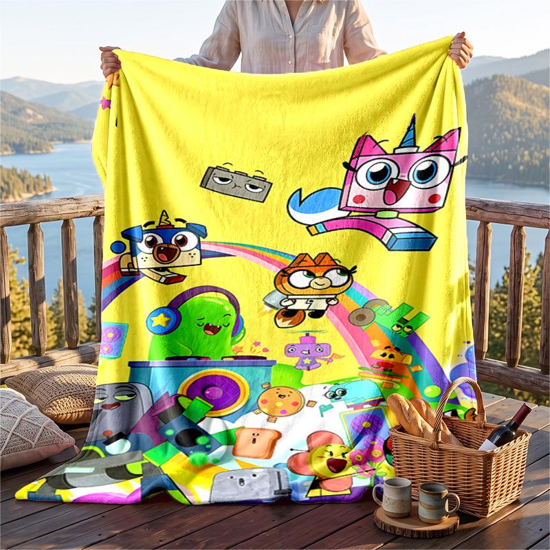 Teplá flanelová deka s motivem Unikitty, lehká a pohodlná přehozová deka pro postel a pohovku