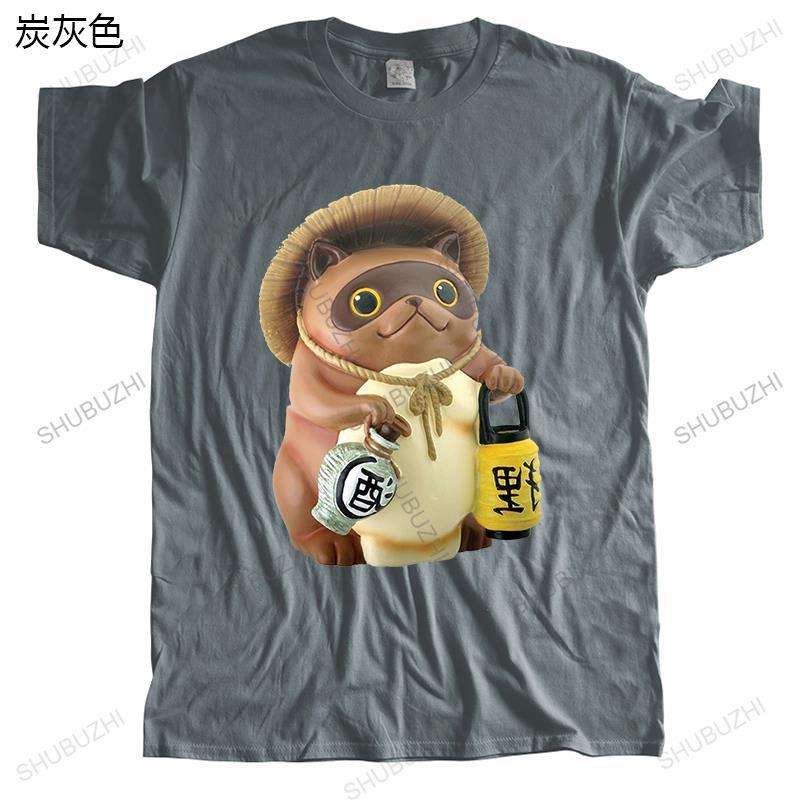 New fashion Male shubuhzi Black Tshirt loose tops Japanese Raccoon Dog Tanuki Mujina Anime Manga Cute unisex casual teeshirt