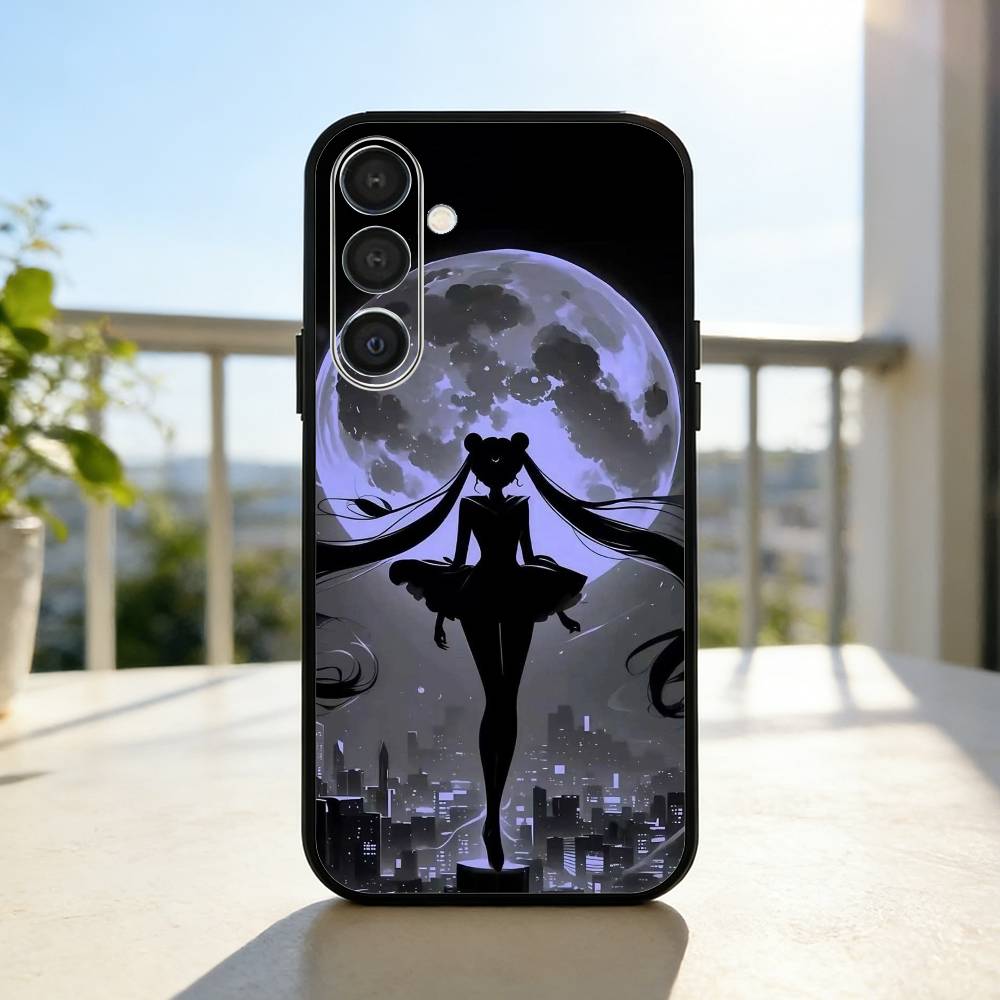 S-Sailor-M-Moon Anime Phone Case For Samsung A73,72,71,A52,51,40,41,A22,A32,31,A13, Soft Black Shell