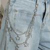 Hiphop Waist Chain with 2layer Star Tassels Waist Charm Street Pants Chain Trousers Chain Hiphop Dancing Accessories